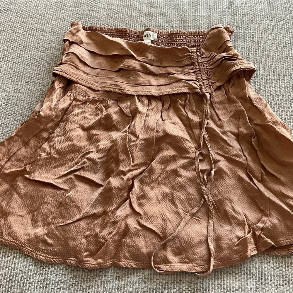 Aerie Brown Ruched Mini Skirt